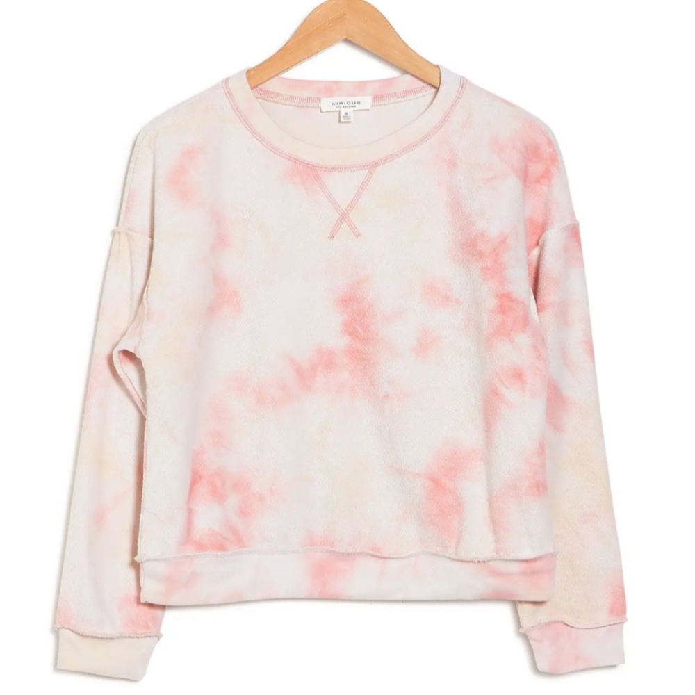 KIRIOUS Crew Neck Sweatshirt In Coral Tie Dye S NEW